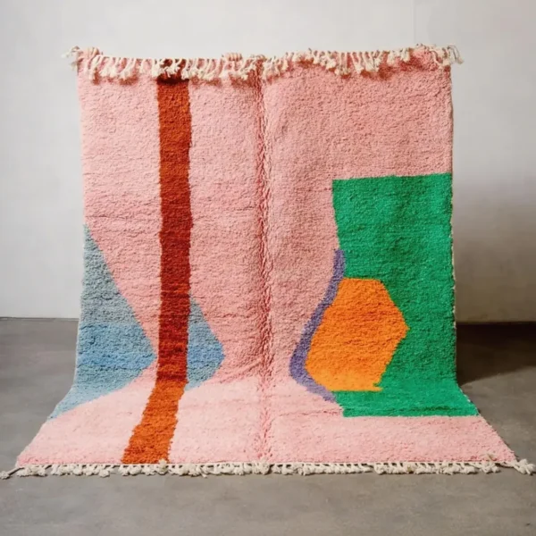 Boujaad Teppich Rosa Grün handgeknüpft