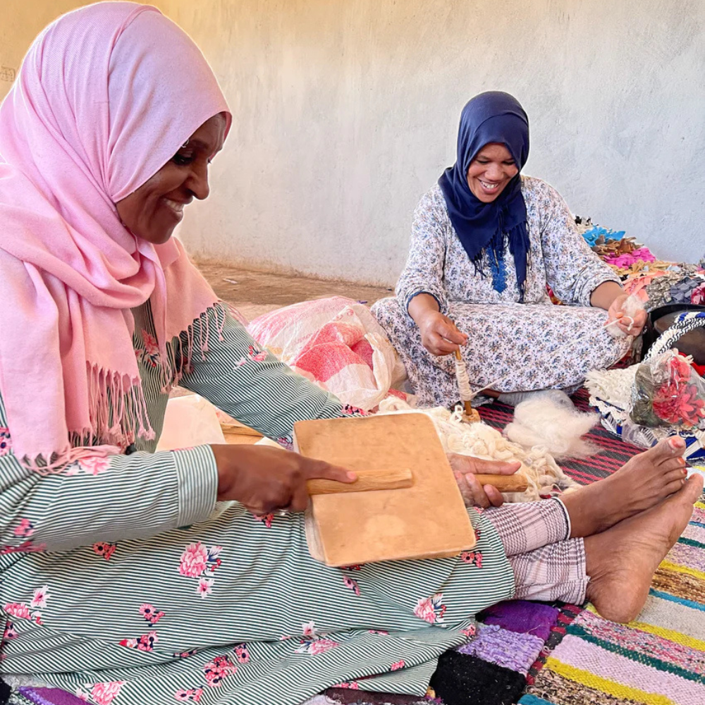 Teppich Herstellung Webstuhl Marokko