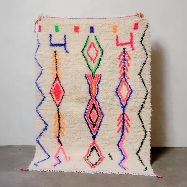 Azilal Teppich bunt handgeknüpfter marokkanischer Berber Teppich mit geometrischem Muster