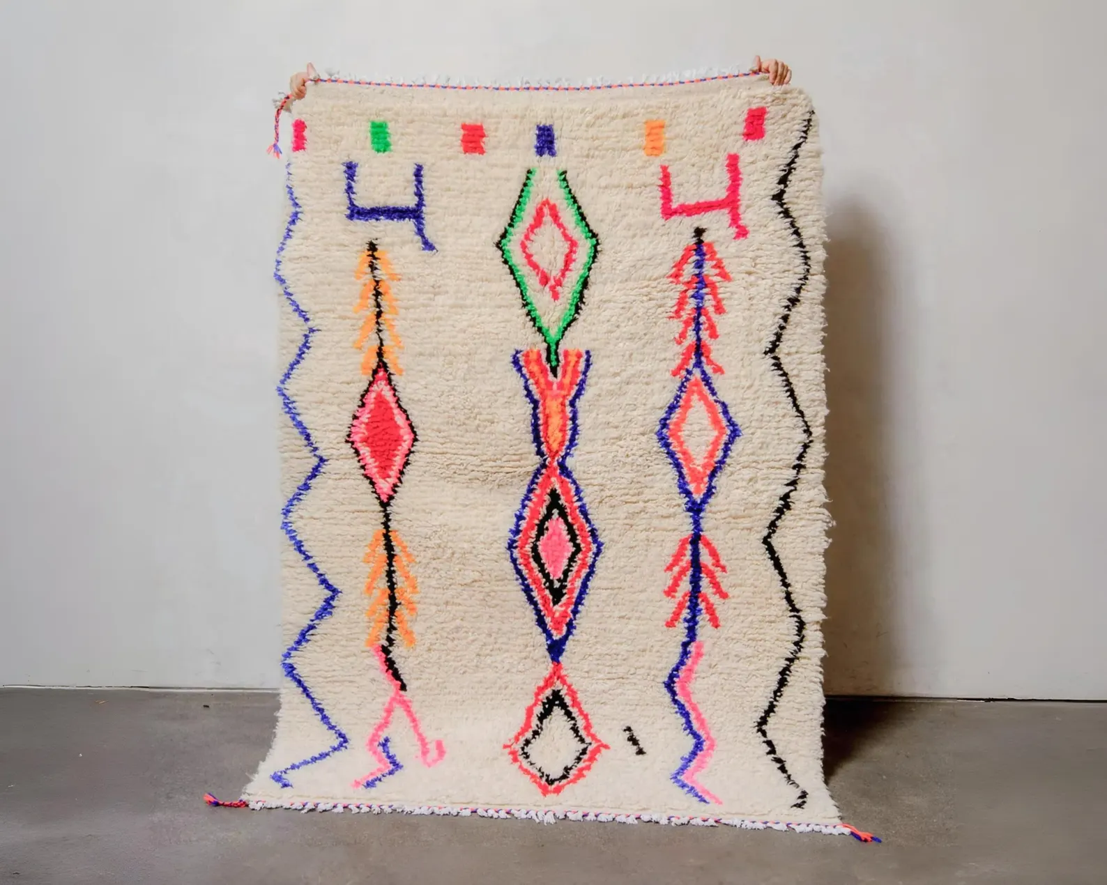 Azilal Teppich bunt handgeknüpfter marokkanischer Berber Teppich mit geometrischem Muster